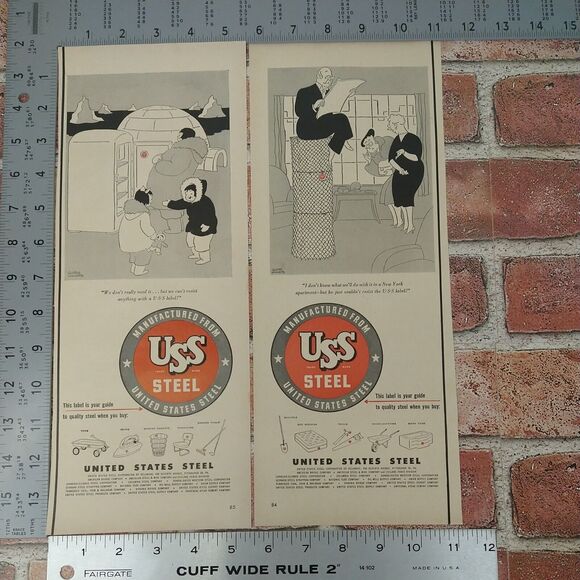 1950 Eskimo Igloo USS Steel Rich People Lot of 2 Original Vtg PRINT ADs Ephemera - Picture 3 of 10